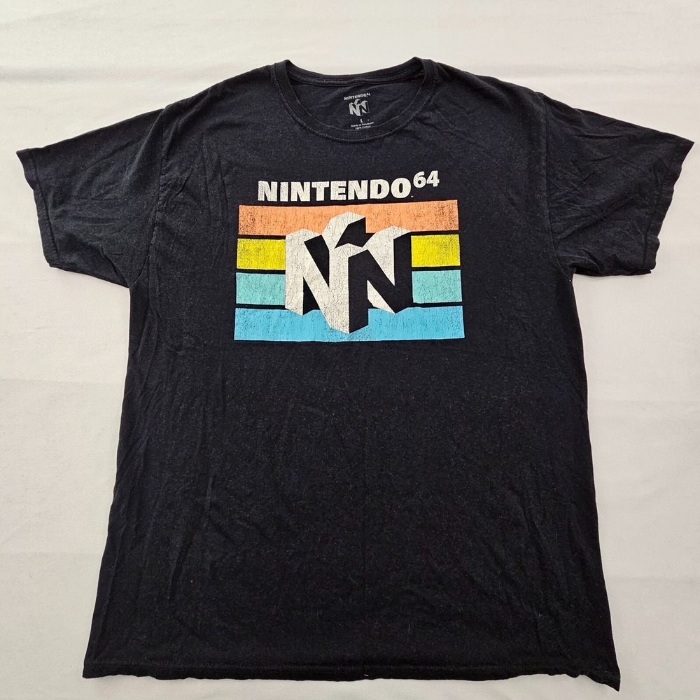 Nintendo 64 Black Short Sleeve Cotton T-Shirt Men's L‎